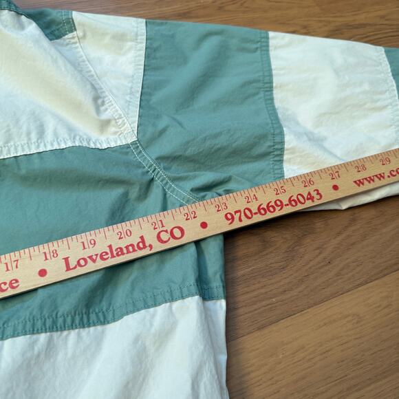 Women's Vintage 80's Izod Club Green White Striped Crop Work Jacket Sz Medium - Picture 2 of 8